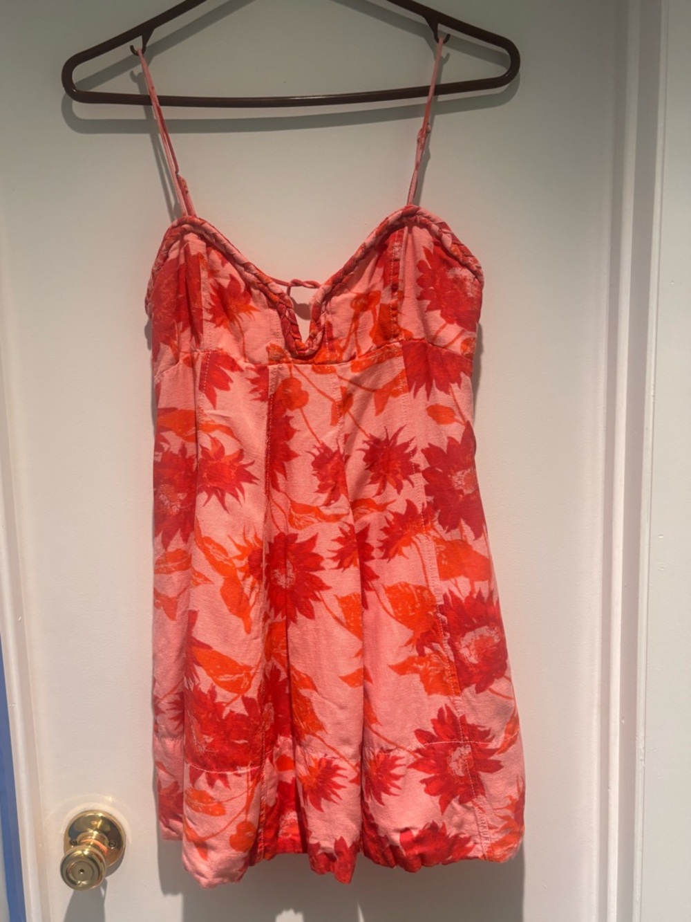 Free People Pink Mini Dress with Red Floral Print - Picture 2 of 5